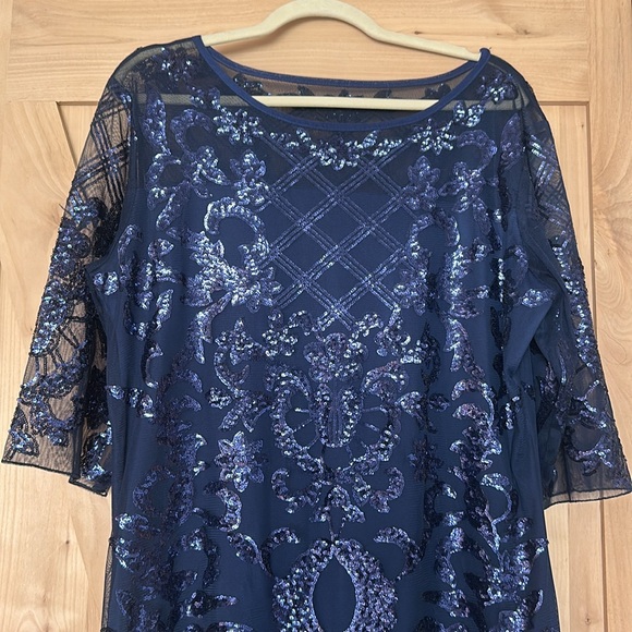 Navy Sequin Formal Gown Plus Size - Picture 2 of 3
